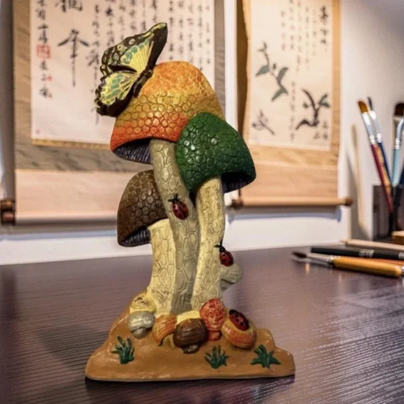 This vintage 1970s wall art chalkware or plaster mushrooms Wall decor Vintage - Picture 12 of 14